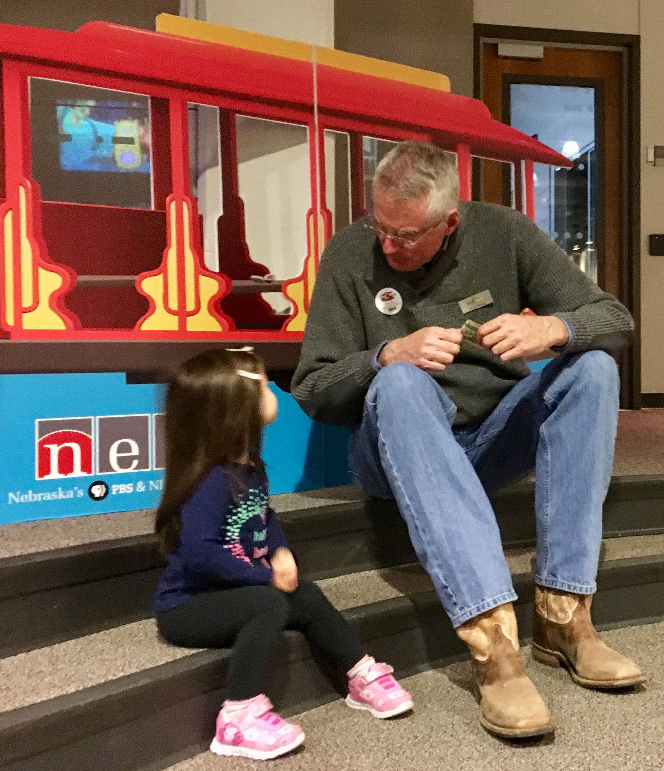 Scott Young visits with Sarah